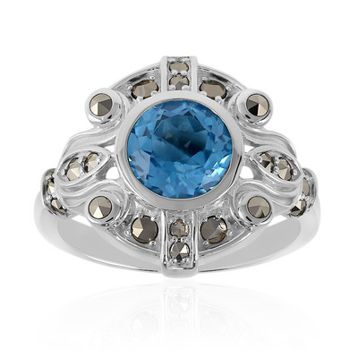 Swiss Blue Topaz Silver Ring (Annette classic)