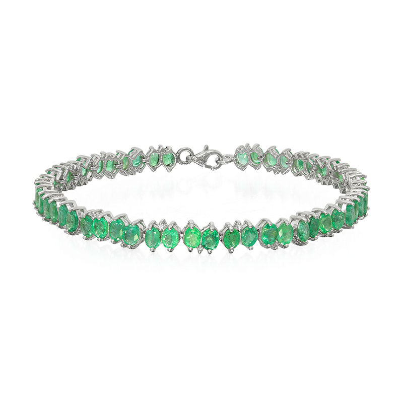 Bezel Emerald Ballier Bracelet- Emerald Green- Silver | Luv Aj