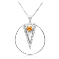 Orange Zircon Silver Necklace