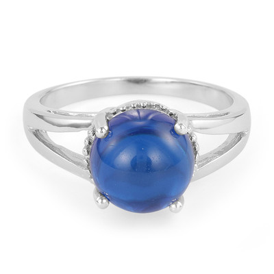 Dominican Blue Amber Silver Ring