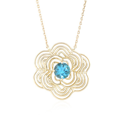 9K Swiss Blue Topaz Gold Necklace (Ornaments by de Melo)