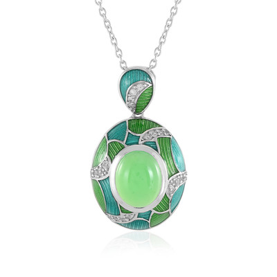 Green Chalcedony Silver Necklace