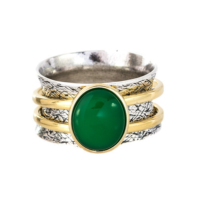Green Agate Silver Ring (dagen)