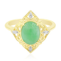 9K Royal Green Jadeite Gold Ring