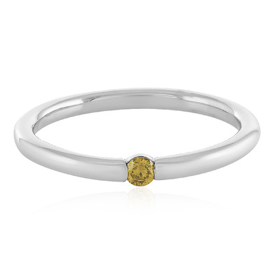 I3 Yellow Diamond Silver Ring