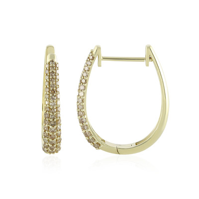 9K I4 Champagne Diamond Gold Earrings
