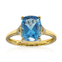 14K Swiss Blue Topaz Gold Ring (CIRARI)