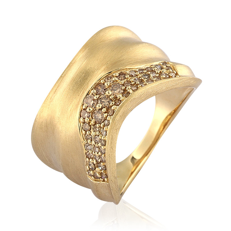 White Diamond Accent 14k Yellow Gold Over Bronze Wide Band Leaf Design Ring  - BRD370 | JTV.com