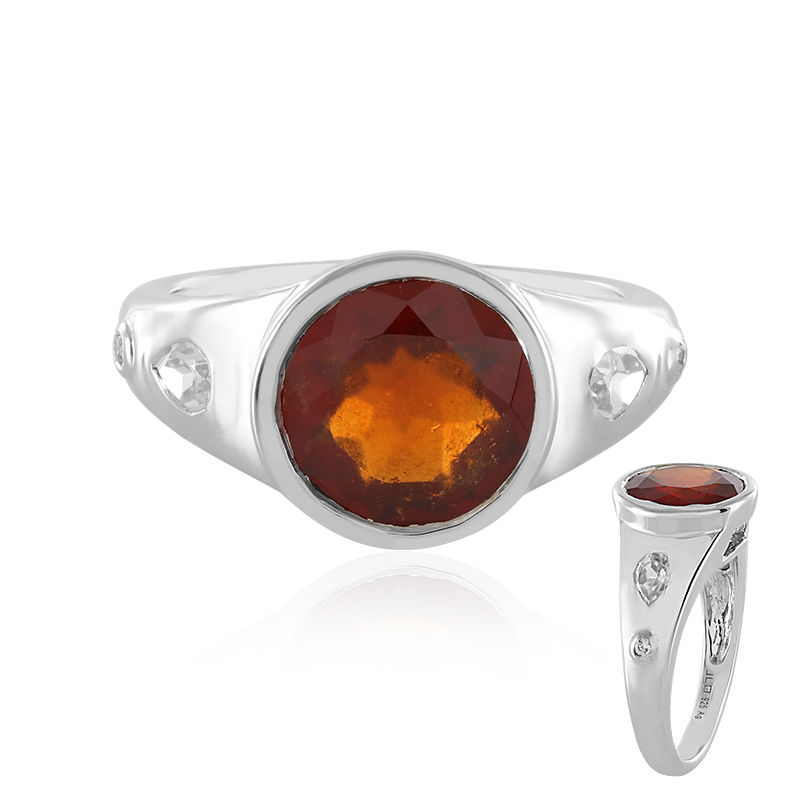 Orange ring, Sterling silver, large statement stone ring, bold bling ring,