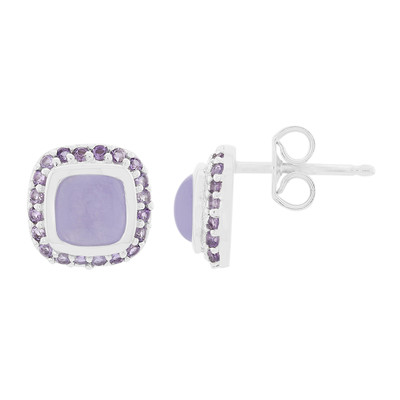 Lavender Jade Silver Earrings