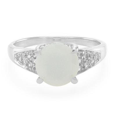 White Moonstone Silver Ring