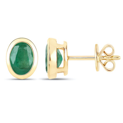 14K Zambian Emerald Gold Earrings