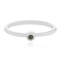 Green Diamond Silver Ring