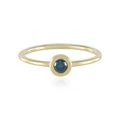9K I3 Blue Diamond Gold Ring