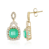 9K Russian Emerald Gold Earrings
