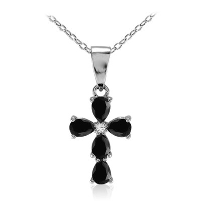 Black Sapphire Silver Necklace