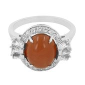 Orange Moonstone Silver Ring