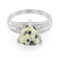 Dalmatian Jasper Silver Ring
