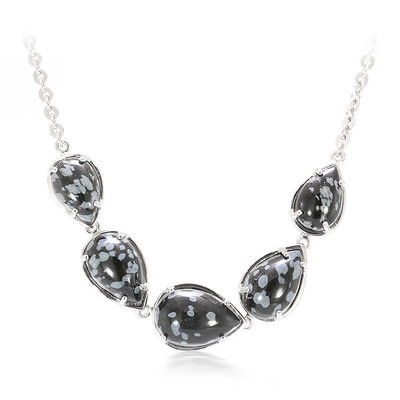 Snowflake Obsidian Silver Necklace