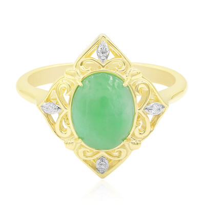 9K Royal Green Jadeite Gold Ring (Annette)