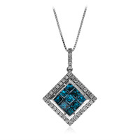 14K SI2 Blue Diamond Gold Necklace