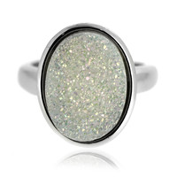 Pearl Shimmer Glitter Agate Silver Ring