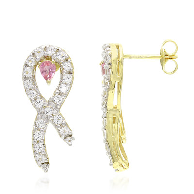 Ceylon Pink Sapphire Silver Earrings