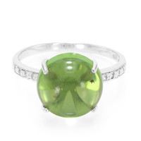Dominican Green Amber Silver Ring