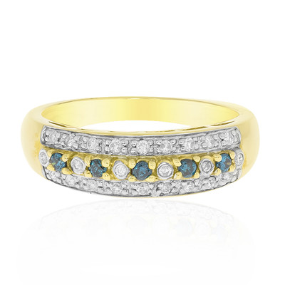 14K SI2 Blue Diamond Gold Ring