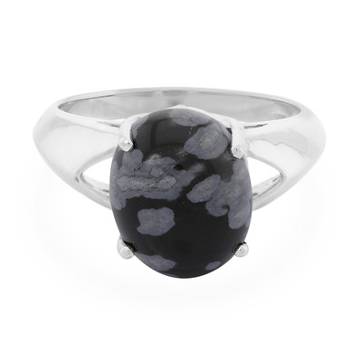 Snowflake Obsidian Silver Ring
