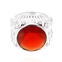 Red Agate Silver Ring