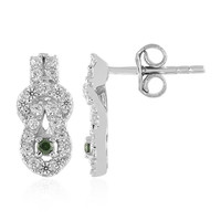 I3 Green Diamond Silver Earrings