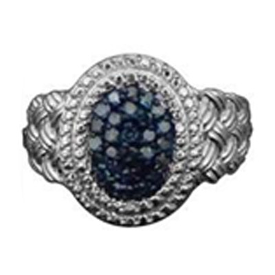 Blue Diamond Silver Ring