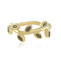 9K I4 Green Diamond Gold Ring