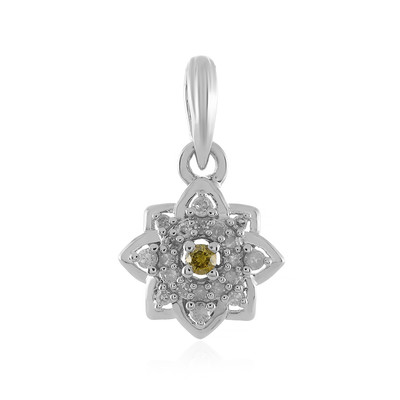 I2 Yellow Diamond Silver Pendant