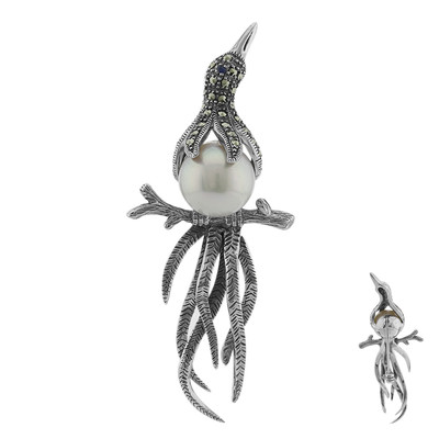Ming Pearl Silver Brooch (M de Luca)