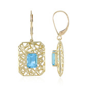 9K Swiss Blue Topaz Gold Earrings (Ornaments by de Melo)