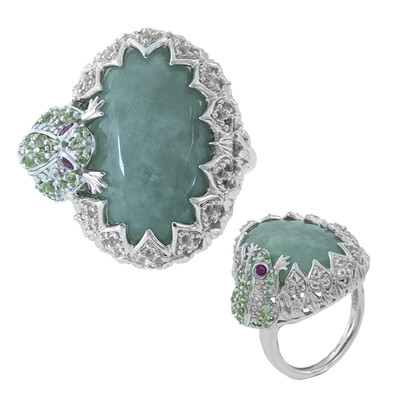 Green Jadeite Silver Ring