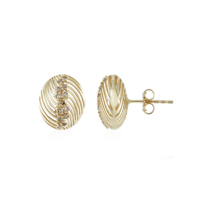 9K I3 Champagne Diamond Gold Earrings (Ornaments by de Melo)