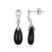 Black Agate Silver Earrings