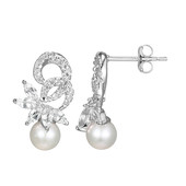 White Freshwater Pearl Silver Earrings