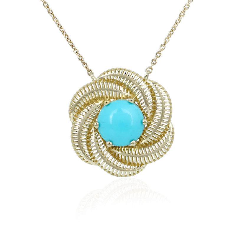 14K Yellow Gold Sleeping Beauty Turquoise Necklace