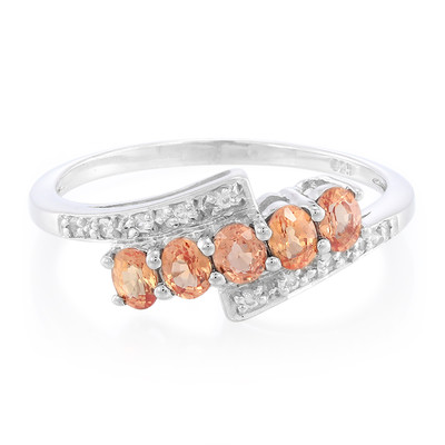 Orange Sapphire Silver Ring