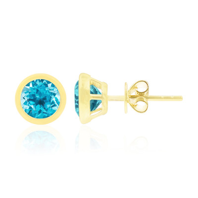 9K Swiss Blue Topaz Gold Earrings