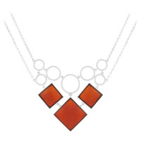 Orange Agate Silver Necklace