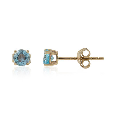 9K Swiss Blue Topaz Gold Earrings
