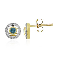 9K Sky blue I4 diamond Gold Earrings