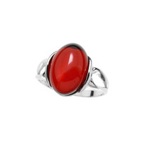Colombian red Amber Silver Ring