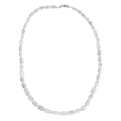 Rainbow Moonstone Silver Necklace (M de Luca)