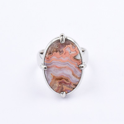Lace Agate Silver Ring
